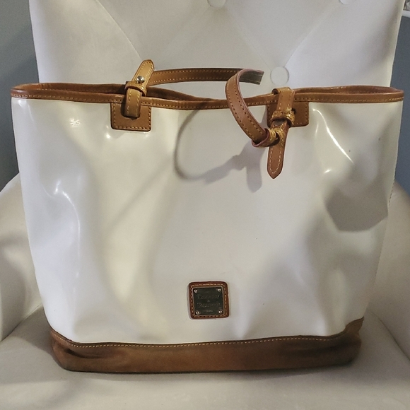 Dooney & Bourke White  and Brown Tote Bag - Picture 3 of 16